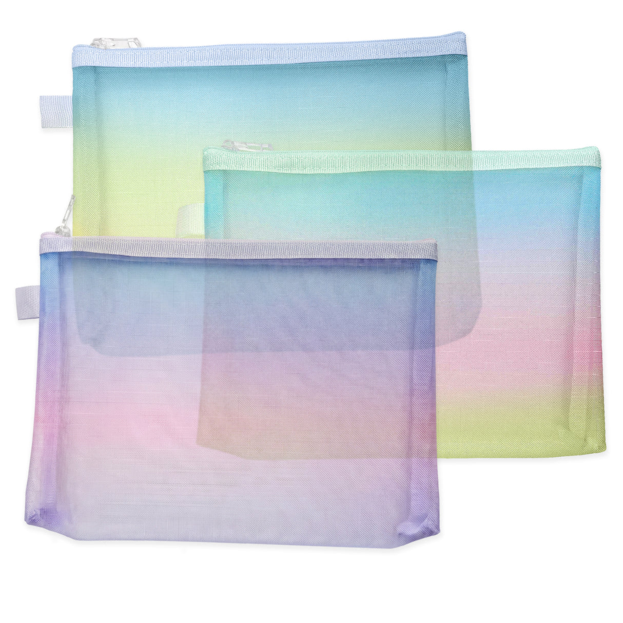 Pochette en maille de nylon dégradé avec fermeture à glissière