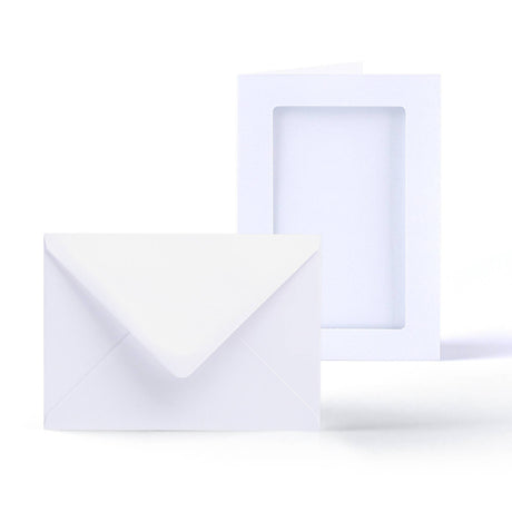 Cartes blanches pliées en trois avec ouverture rectangulaire – lot