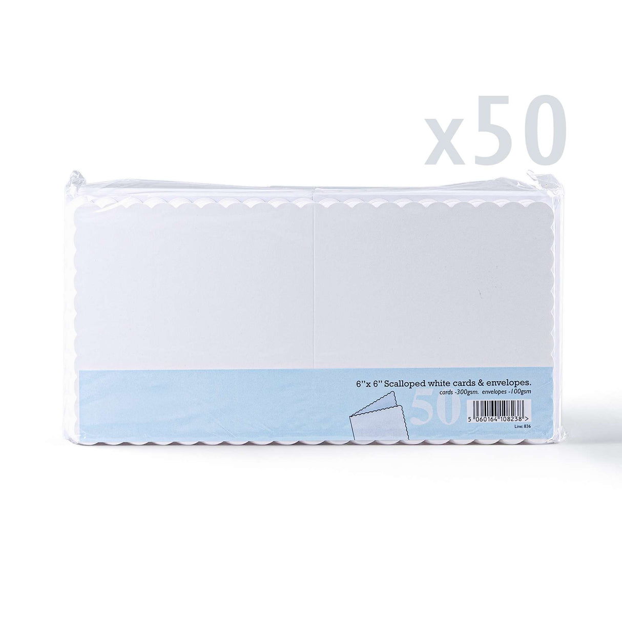 Cartes et enveloppes blanches à bord ondulé – lot