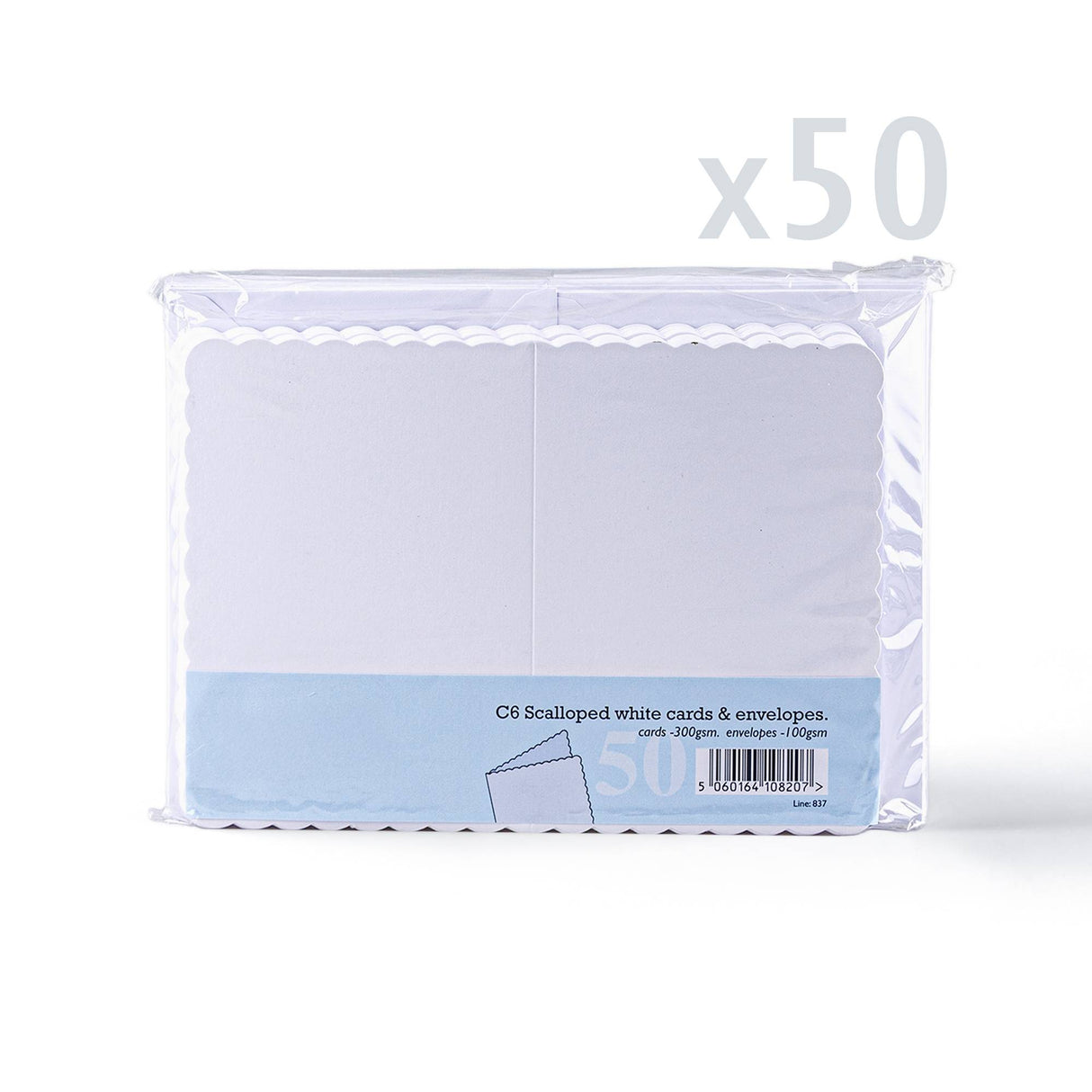Cartes et enveloppes blanches à bord ondulé – lot