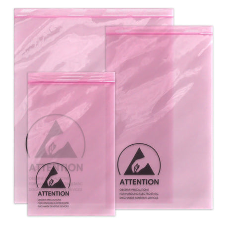 Sacs antistatiques roses (ESD) avec joint grip